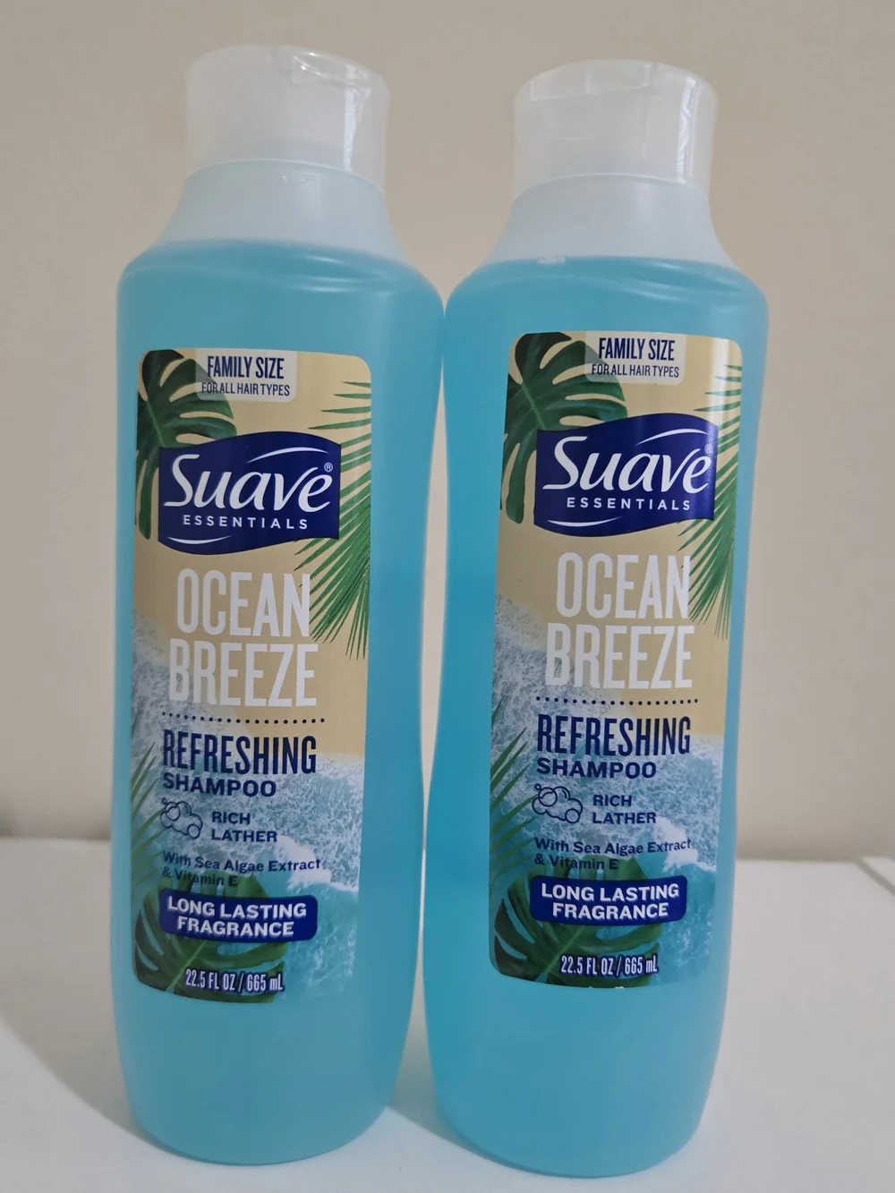 New Suave Essentials Ocean Breeze Refreshing Shampoo - Blue 2 Bottles 22.5oz Ea